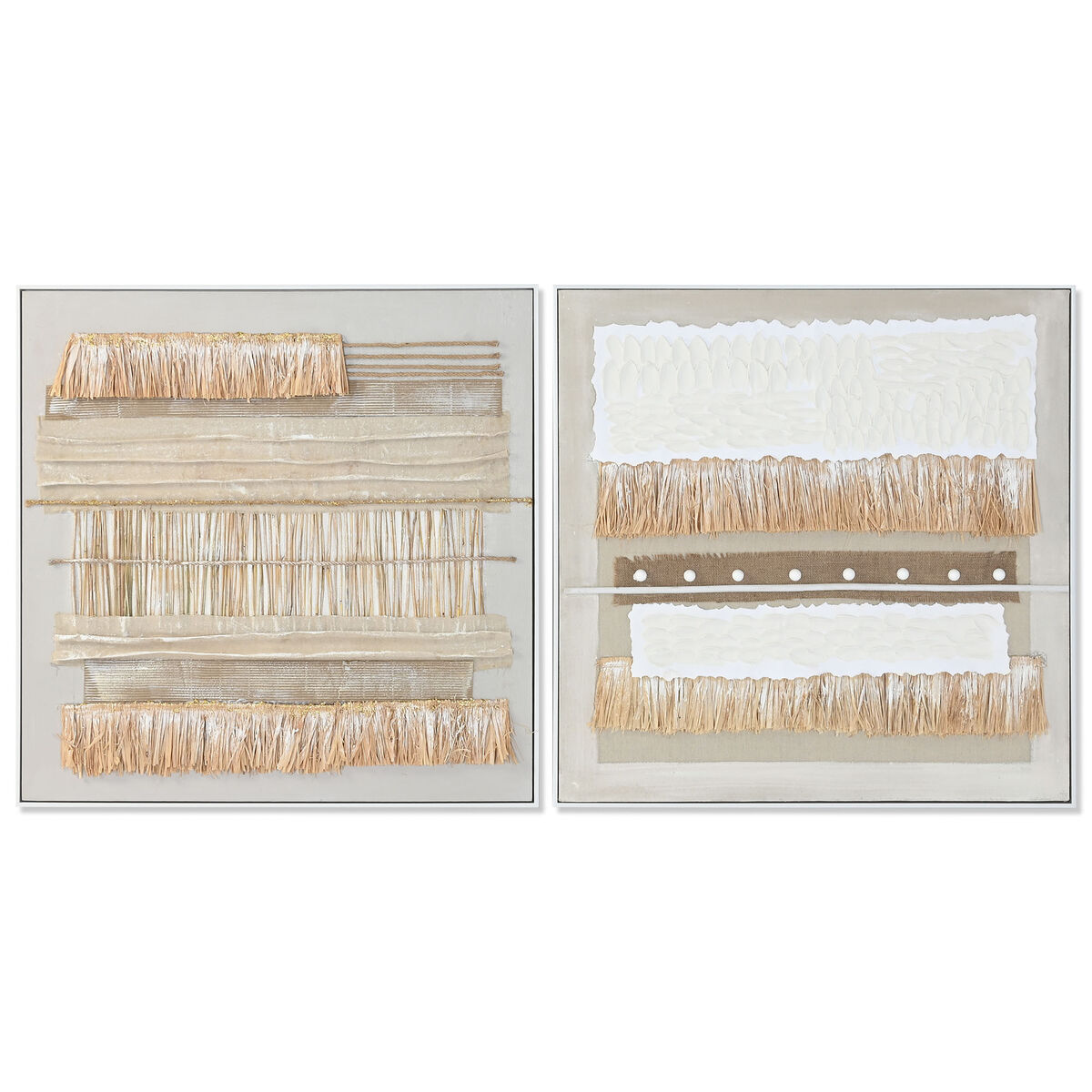 Tela Home ESPRIT Bianco Naturale Boho 82 x 4,5 x 82 cm (2 Unità)