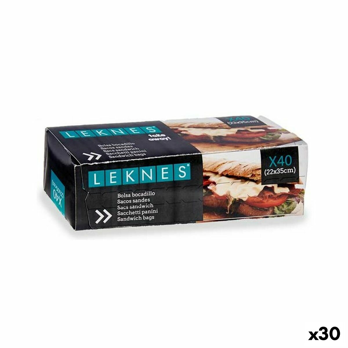 Set di Sacchetti Riutilizzabili per Alimenti Leknes Bianco Polietilene 22 x 35 cm 21,5 x 1 x 34 cm 14,3 x 5,3 x 4,4 cm (30 Unità