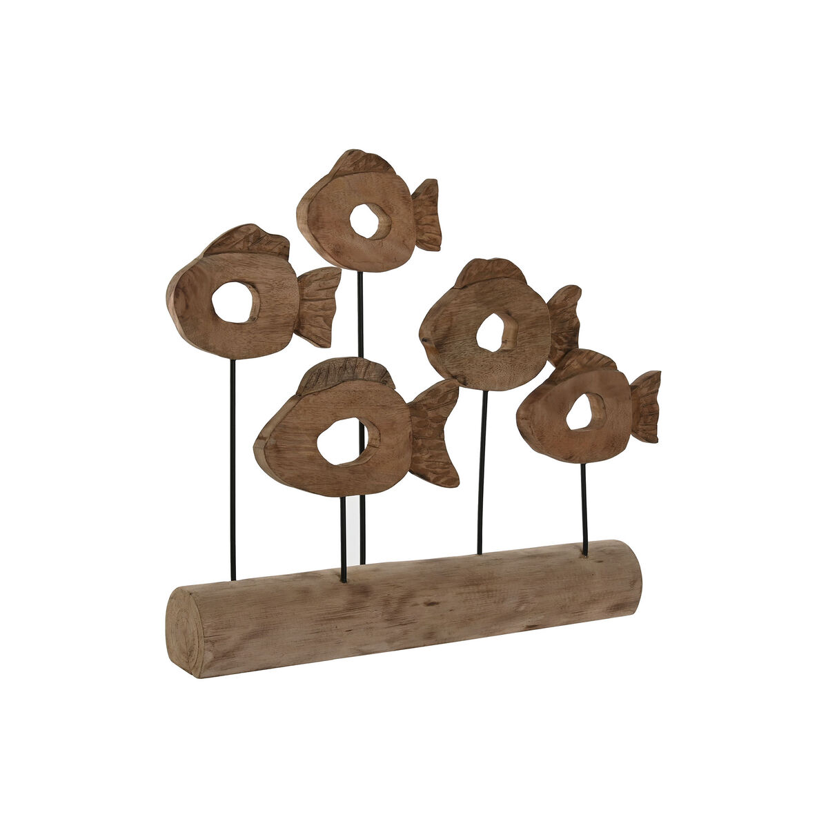 Statua Decorativa Home ESPRIT Nero Naturale Pesci 61,5 x 10 x 53,5 cm
