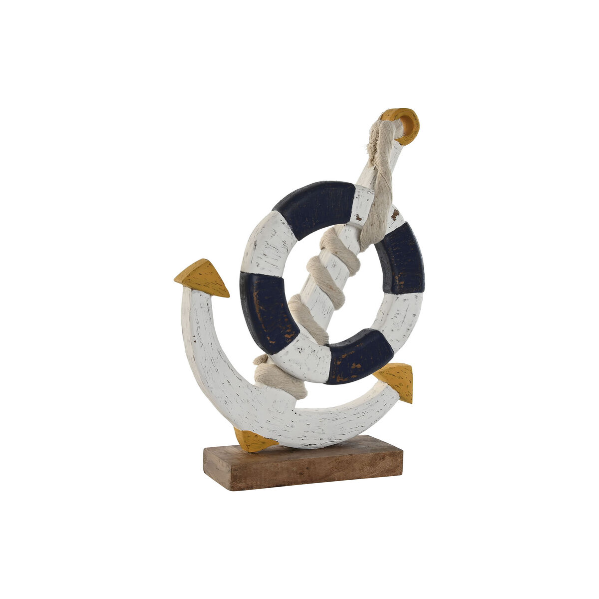 Statua Decorativa Home ESPRIT Bianco Naturale Blu Marino 34 x 9 x 45 cm