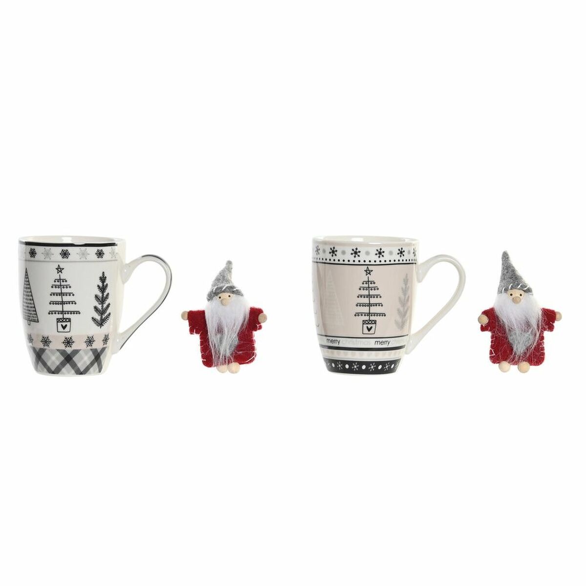 Tazza Mug DKD Home Decor Rosa Nero Por?elan Bone China (360 ml) (2 Unità)
