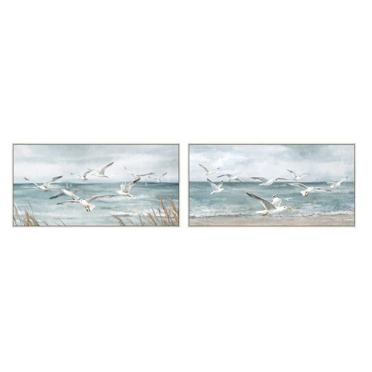 Tela Home ESPRIT Azzurro Bianco Mediterraneo Gabbiano 140 x 3,7 x 70 cm (2 Unità)