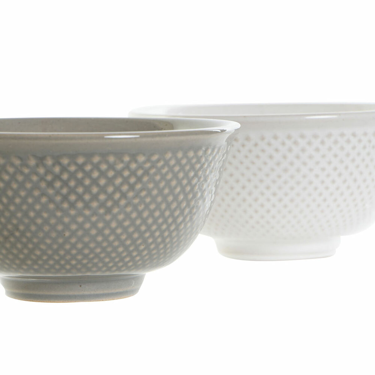 Ciotola DKD Home Decor Bianco Grigio Porcellana Vintage 12,5 x 12,5 x 6,5 cm 2 Pezzi