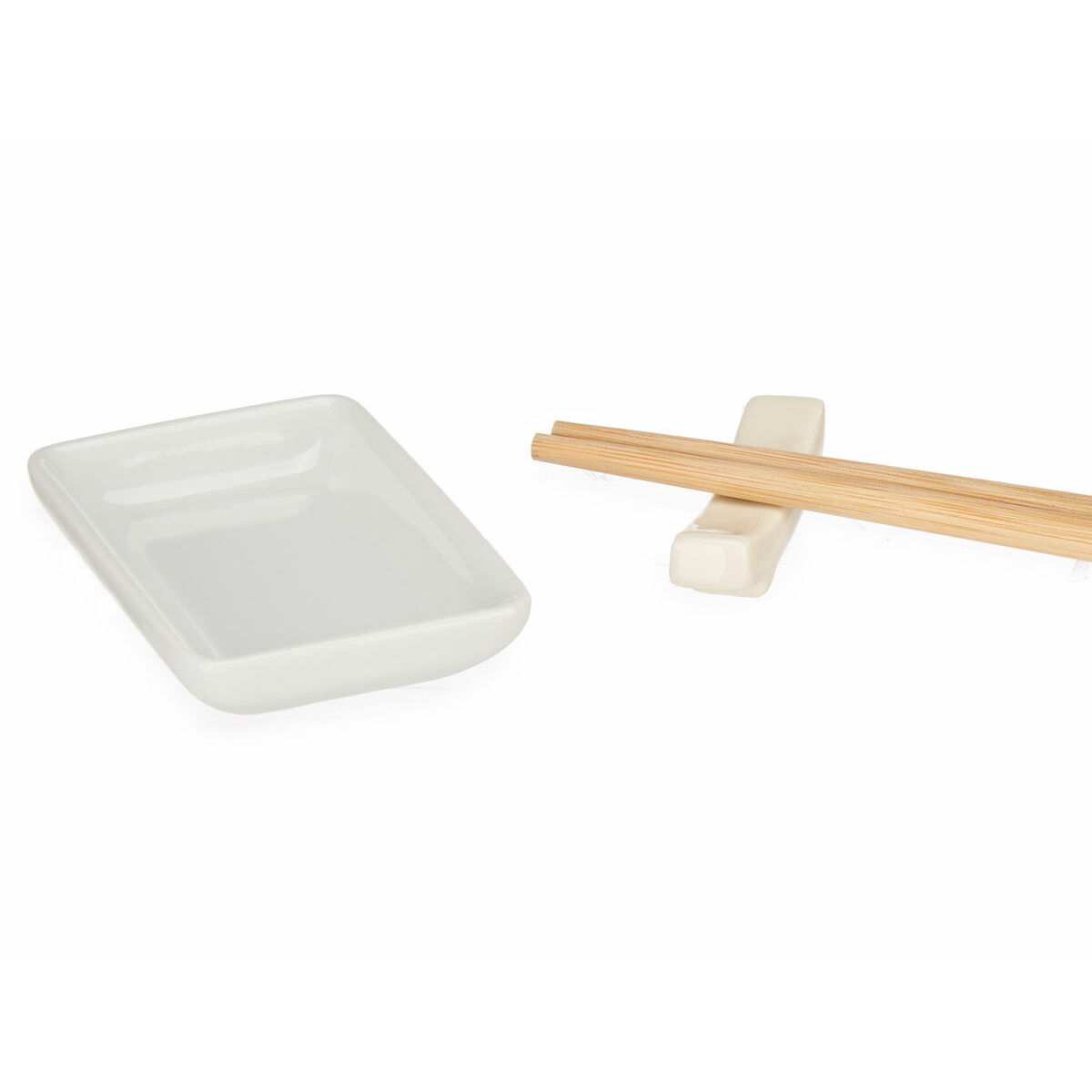 Set per Sushi Kinvara Bianco Bambù Porcellana 27,5 x 2,5 x 20,5 cm 19,5 x 2,5 x 26,5 cm (12 Pezzi) (6 Unità) - Image 6