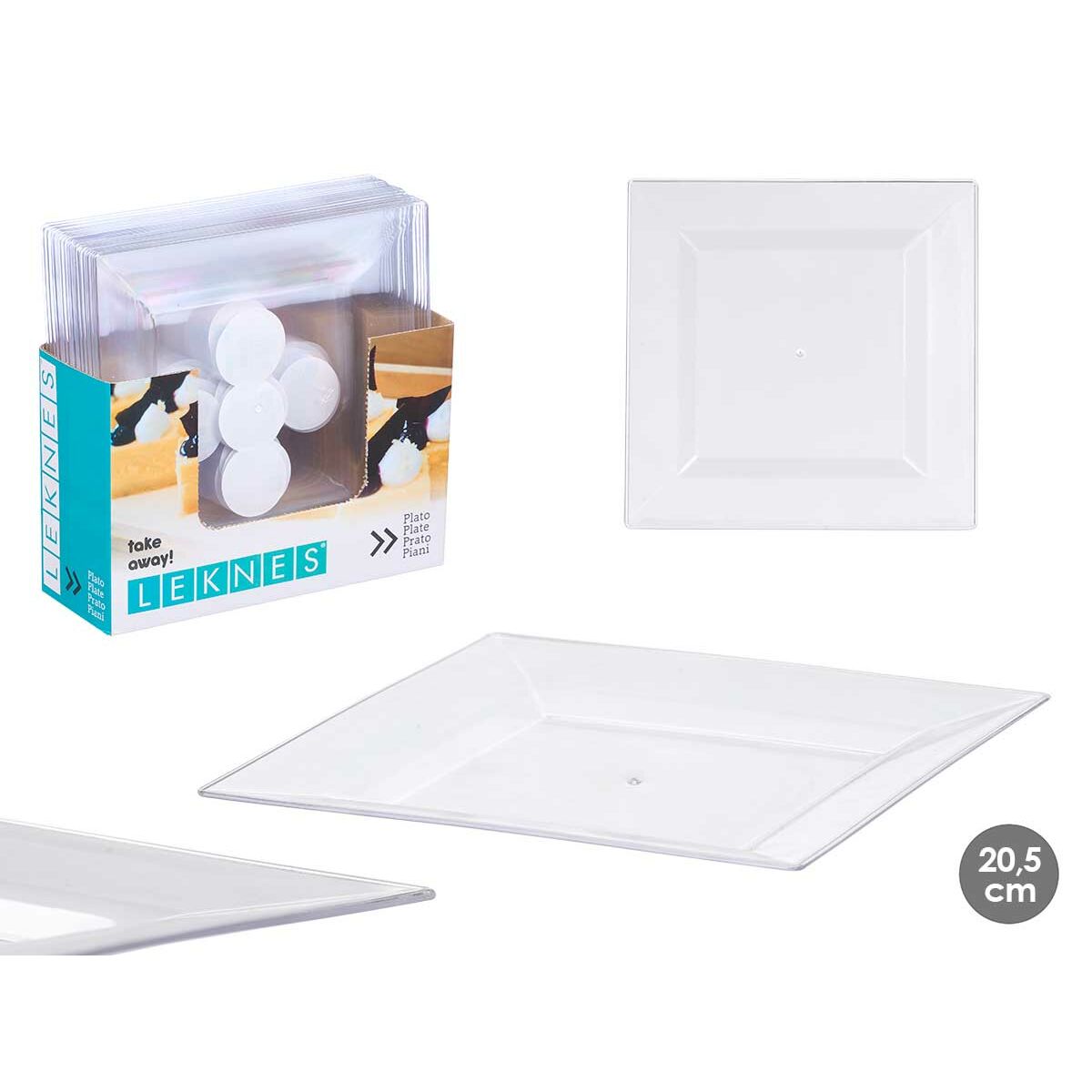 Set di piatti Leknes Trasparente polistirene Plastica 20,3 x 1,5 x 20,3 cm (24 Unità) - Image 3