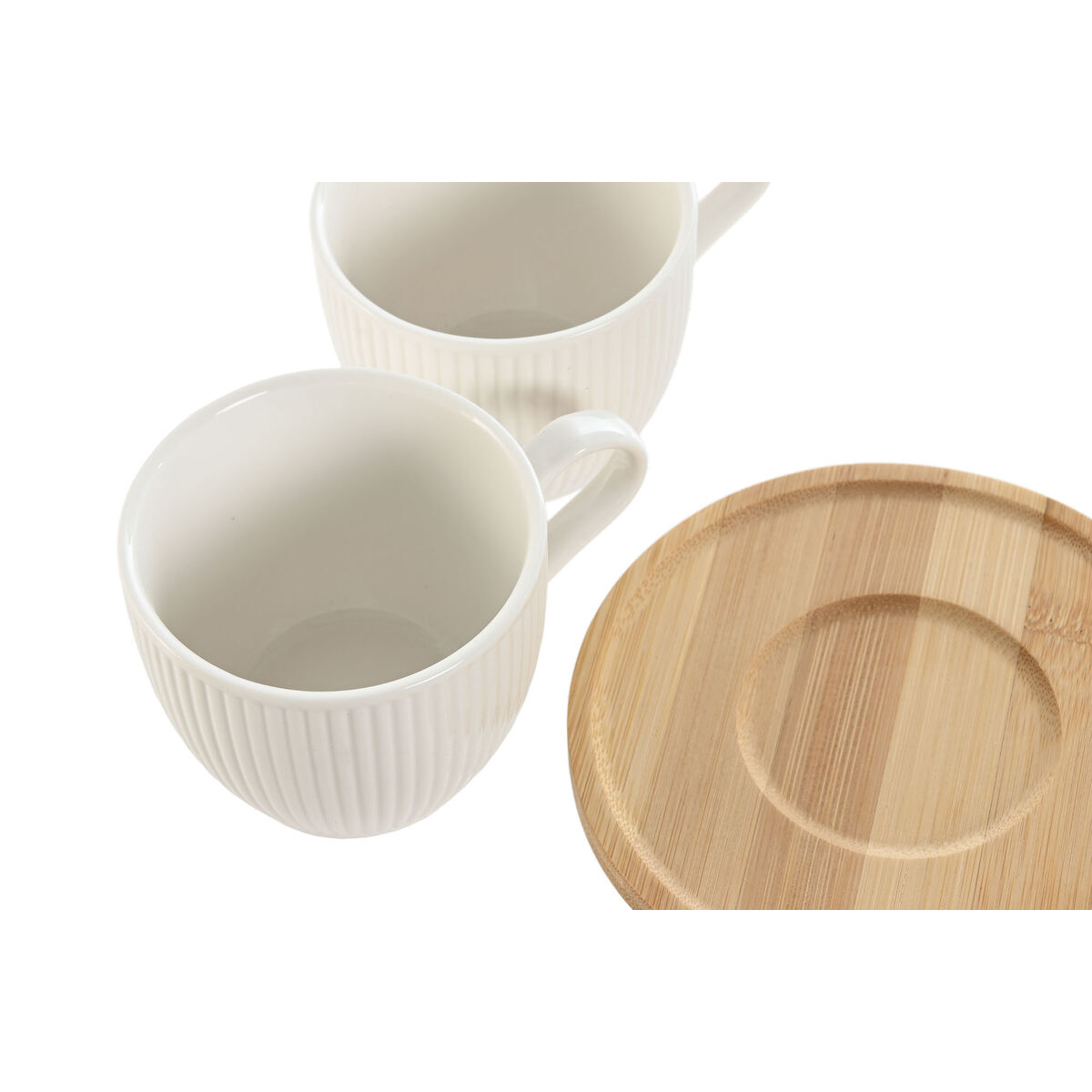 Set di 6 Tazze con Piatto Home ESPRIT Bianco Naturale Bambù Porcellana 220 ml - Image 3