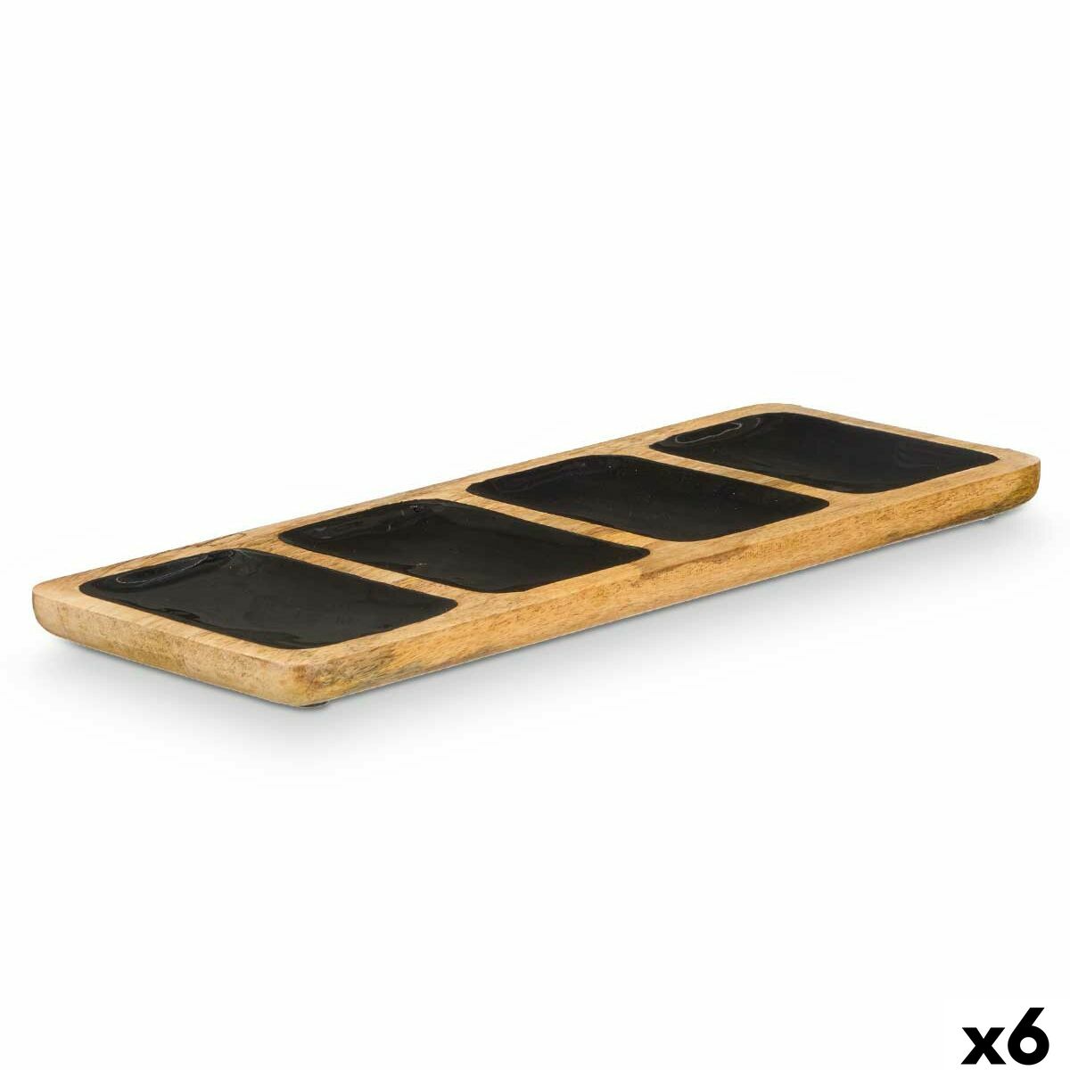 Vassoio con Scompartimenti Gift Decor Nero 46 x 3 x 17 cm (6 Unità)