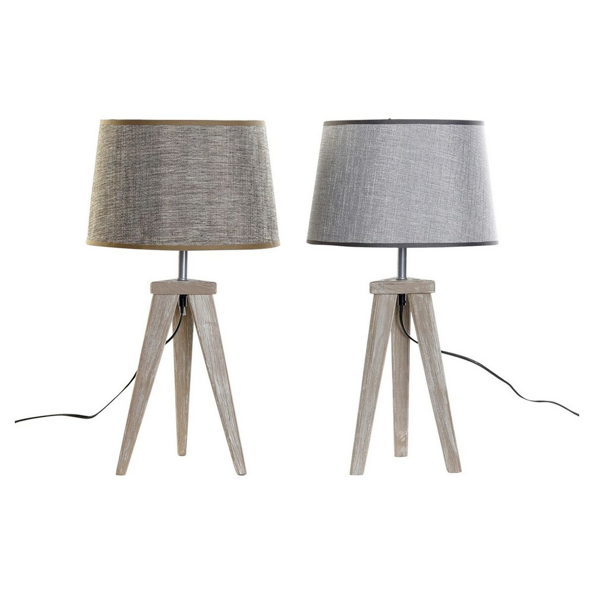 Lampada da tavolo DKD Home Decor Foglio Naturale Grigio Marrone Lino 250 V 60 W Pino Foglia della pianta (30 x 30 x 57.5 cm) (30
