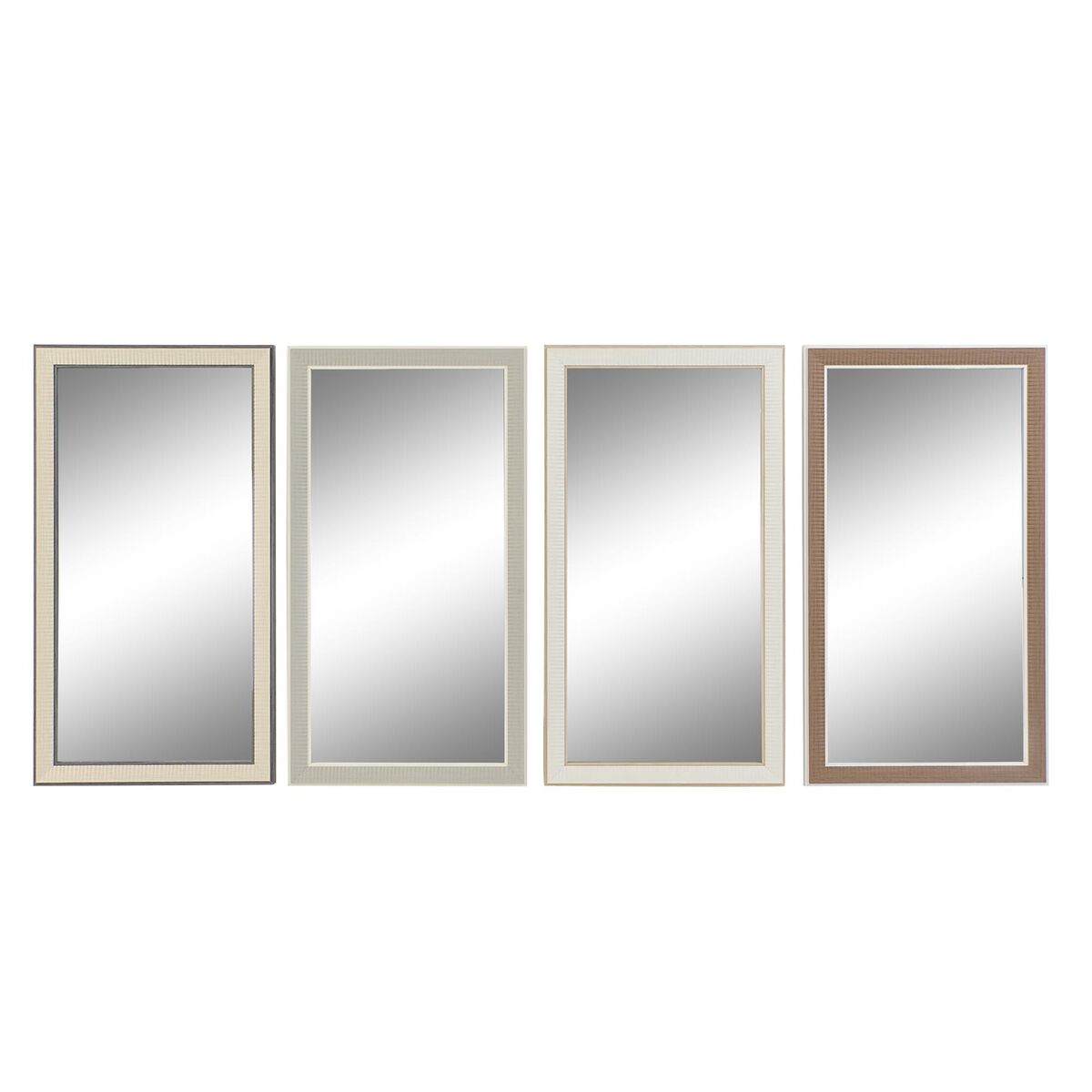 Specchio da parete DKD Home Decor Cristallo Marrone Bianco Grigio scuro PS Tradizionale 4 Unità (36 x 2 x 66 cm)