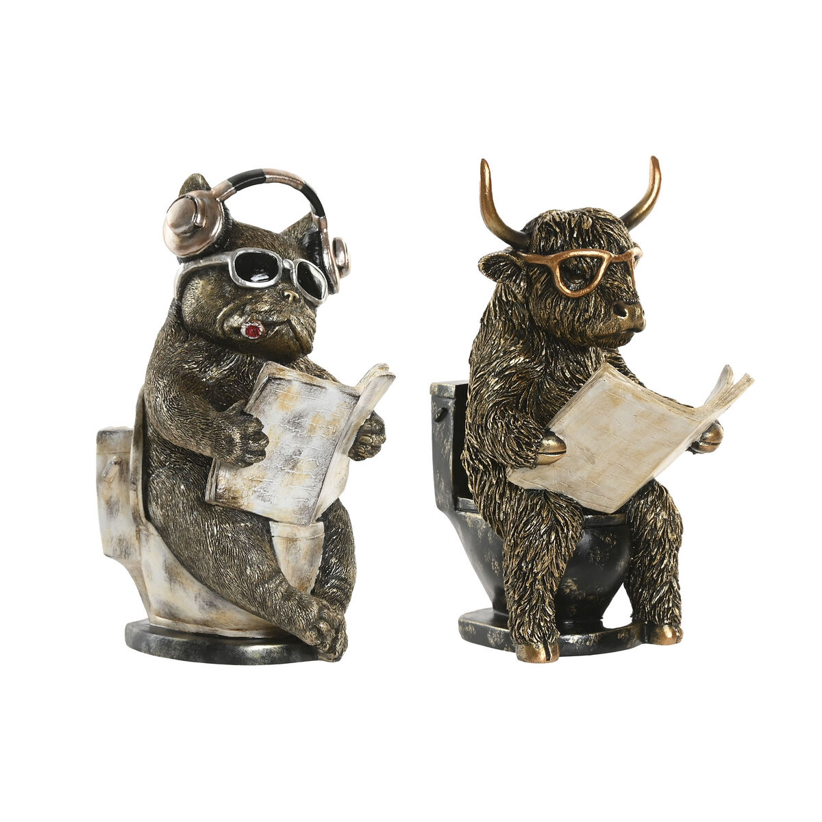 Statua Decorativa Home ESPRIT Dorato Argentato 14,5 X 11 X 20,5 CM (2 Unità)