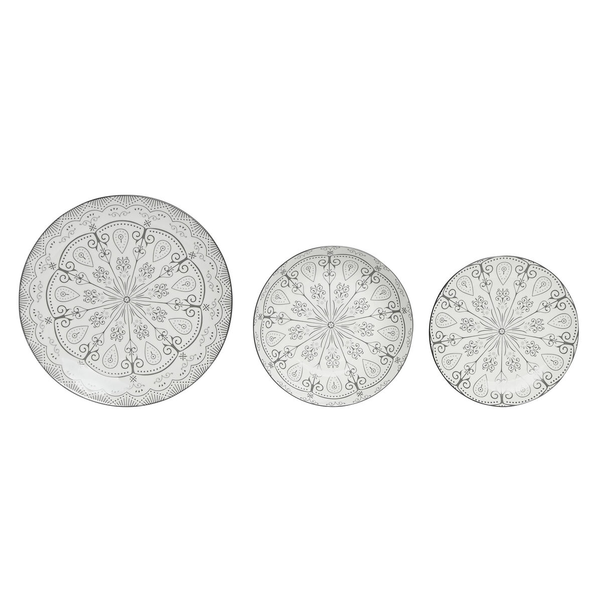 Servizio di Piatti Home ESPRIT Grigio chiaro Porcellana Scandi 18 Pezzi