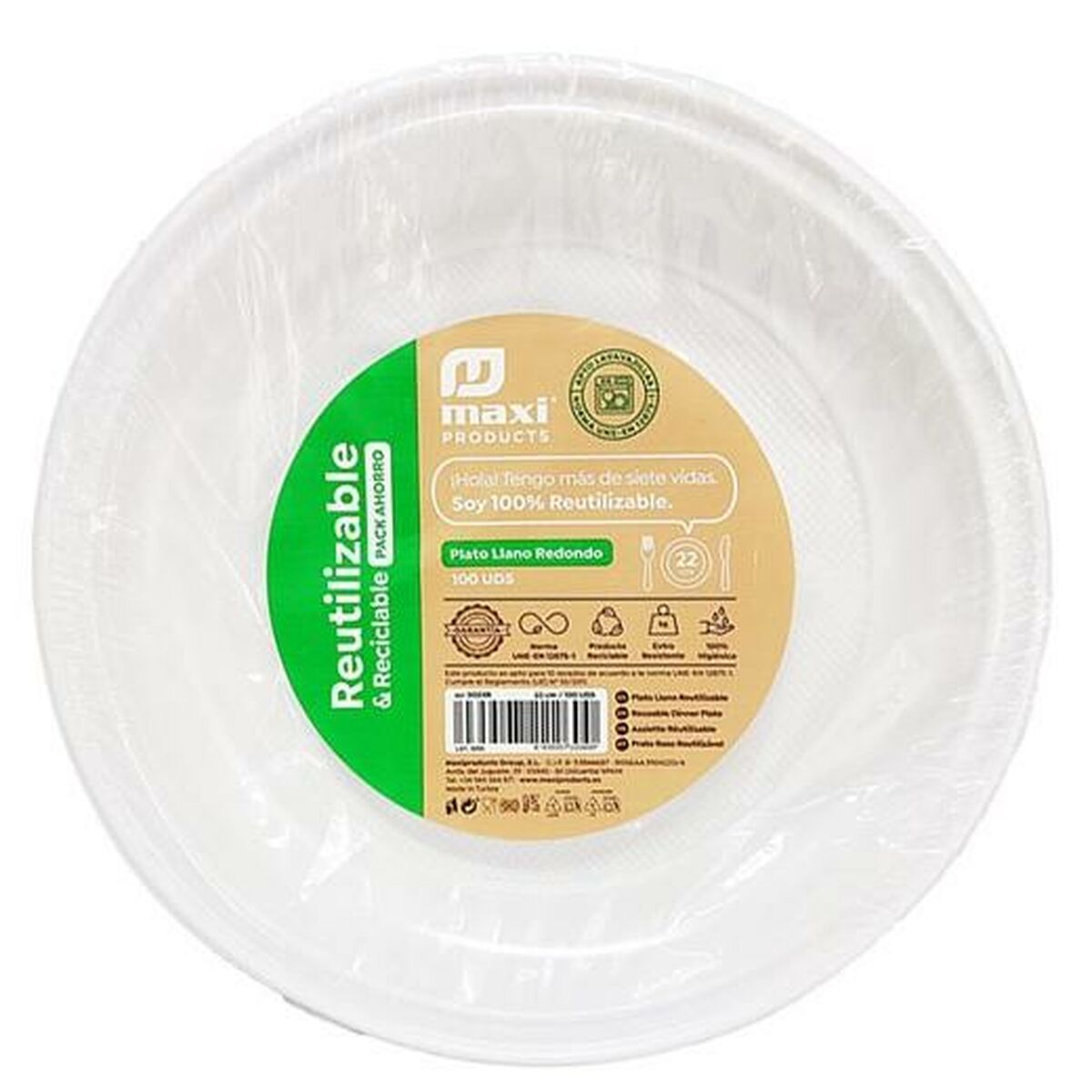 Set di piatti riutilizzabili Maxi Products Bianco Plastica 100 Pezzi