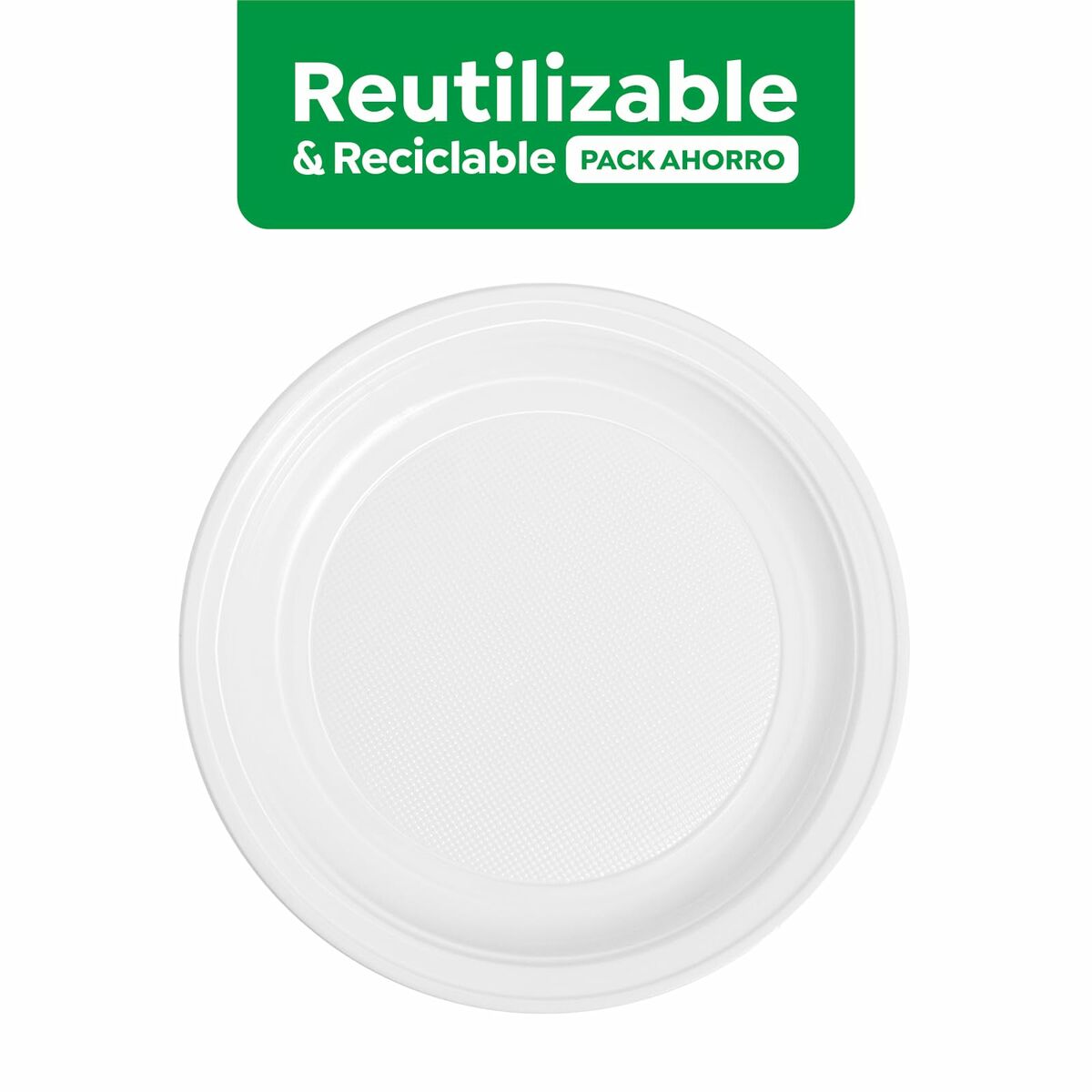 Set di piatti riutilizzabili Maxi Products Bianco Plastica 100 Pezzi - Image 4
