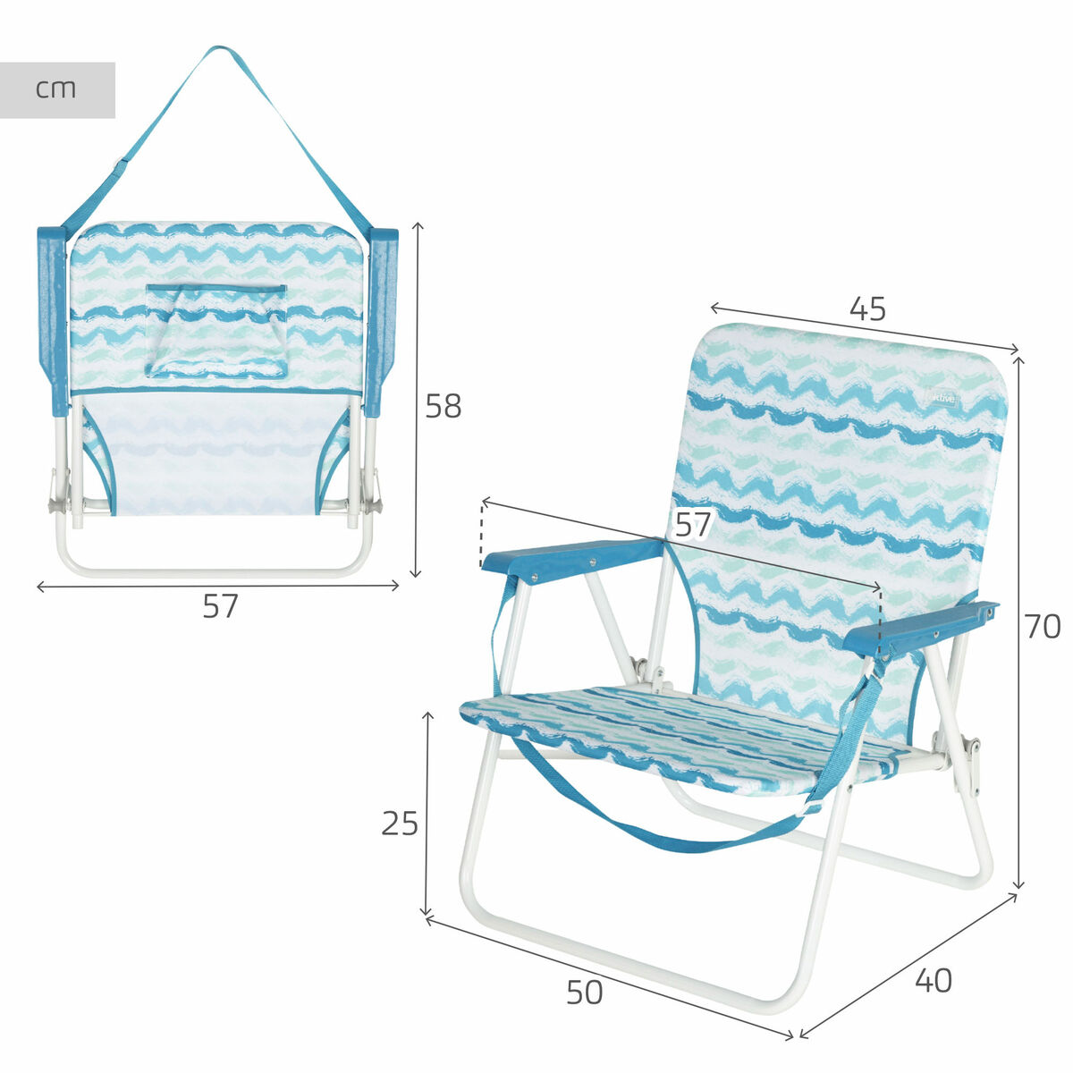 Sedia da Spiaggia Aktive 45 x 70 x 40 cm (2 Unità) - Image 5