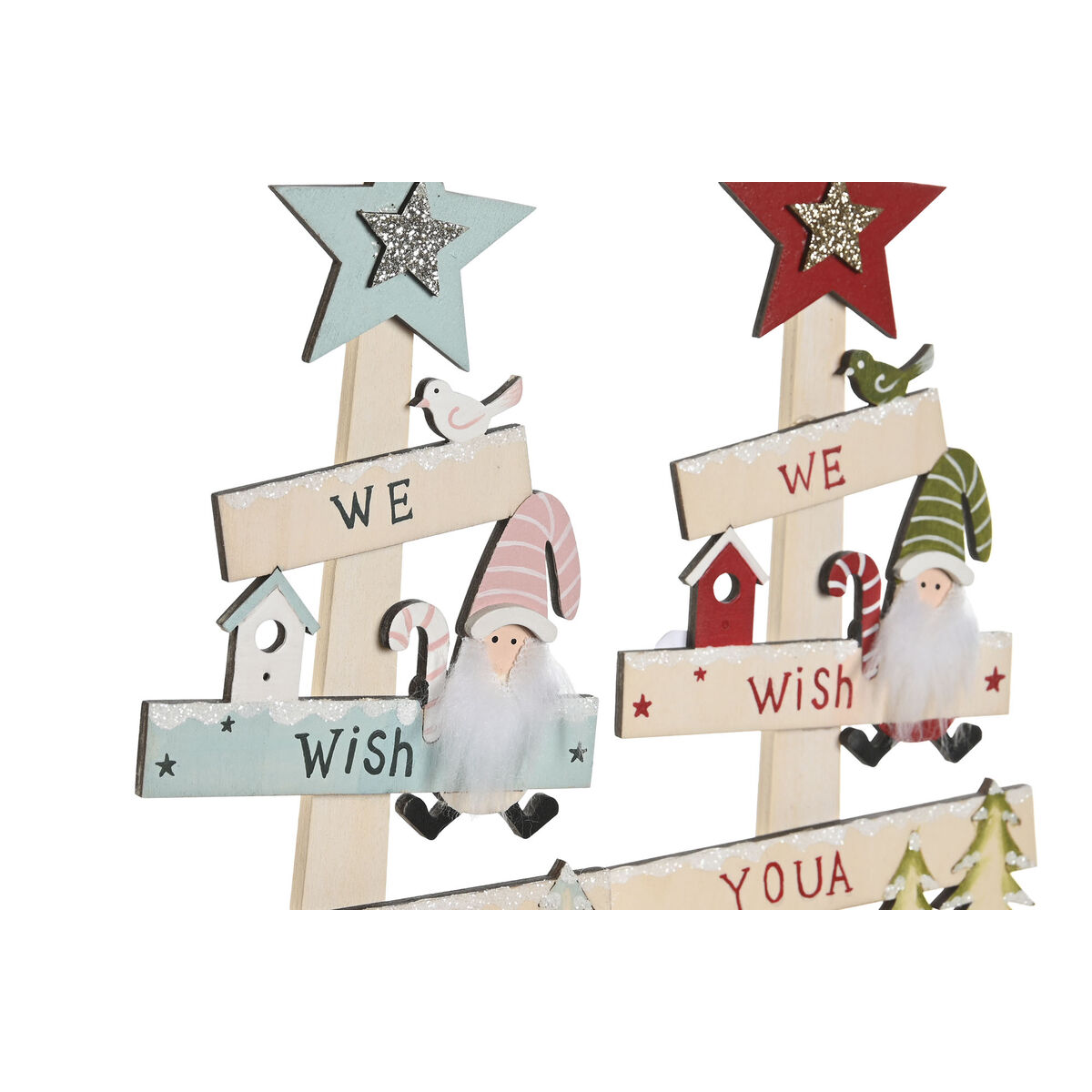 Albero di Natale DKD Home Decor Rosso Rosa Legno 17,5 x 5 x 38 cm (2 Unità) - Image 3