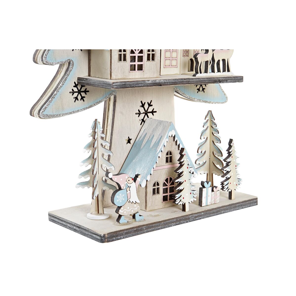 Albero di Natale DKD Home Decor Rosso Albero Azzurro Rosa Legno Verde (23 x 9 x 47 cm) (2 Unità) - Image 3