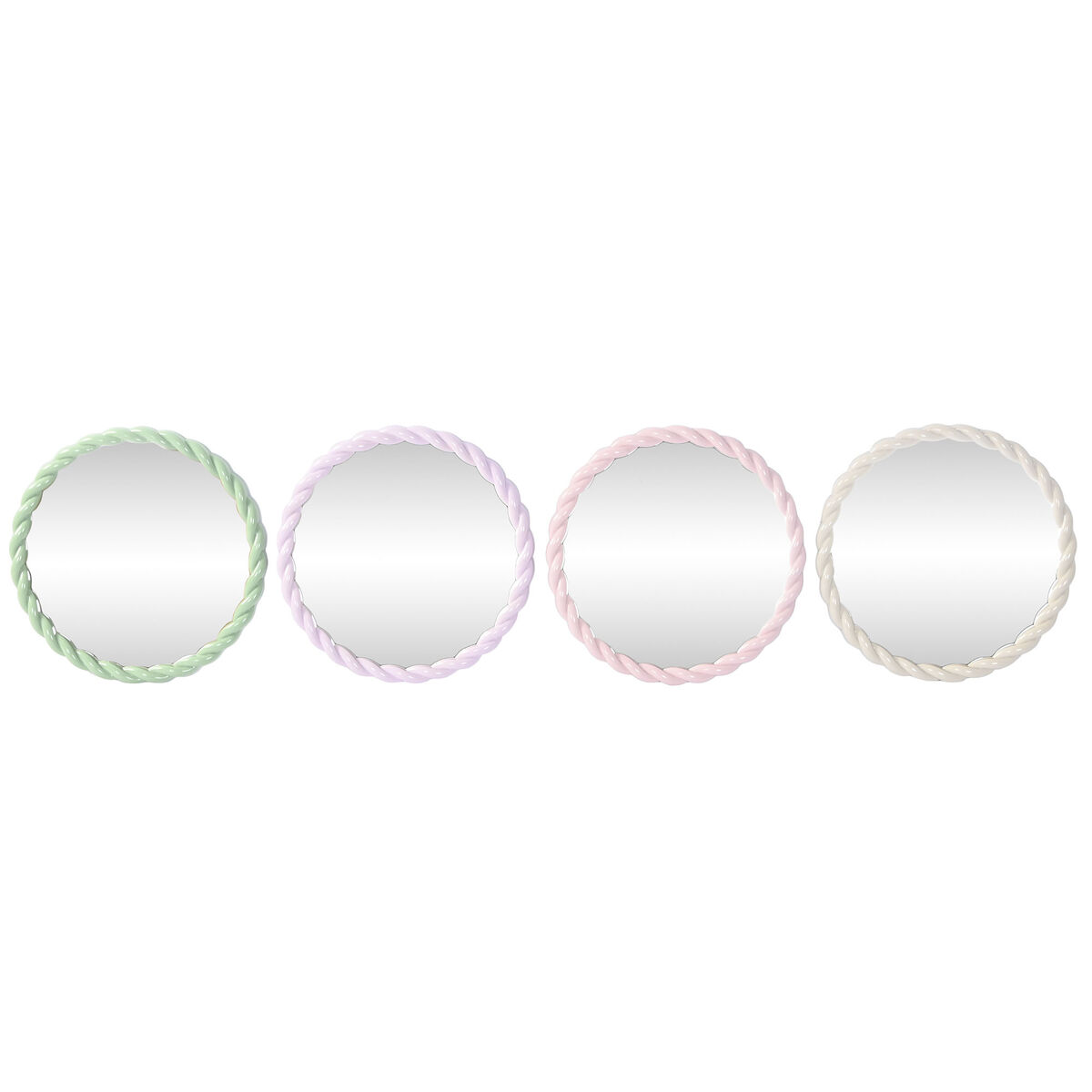 Specchio da parete Home ESPRIT Bianco Verde Rosa Lilla 44 x 3 x 44 cm (4 Unità)
