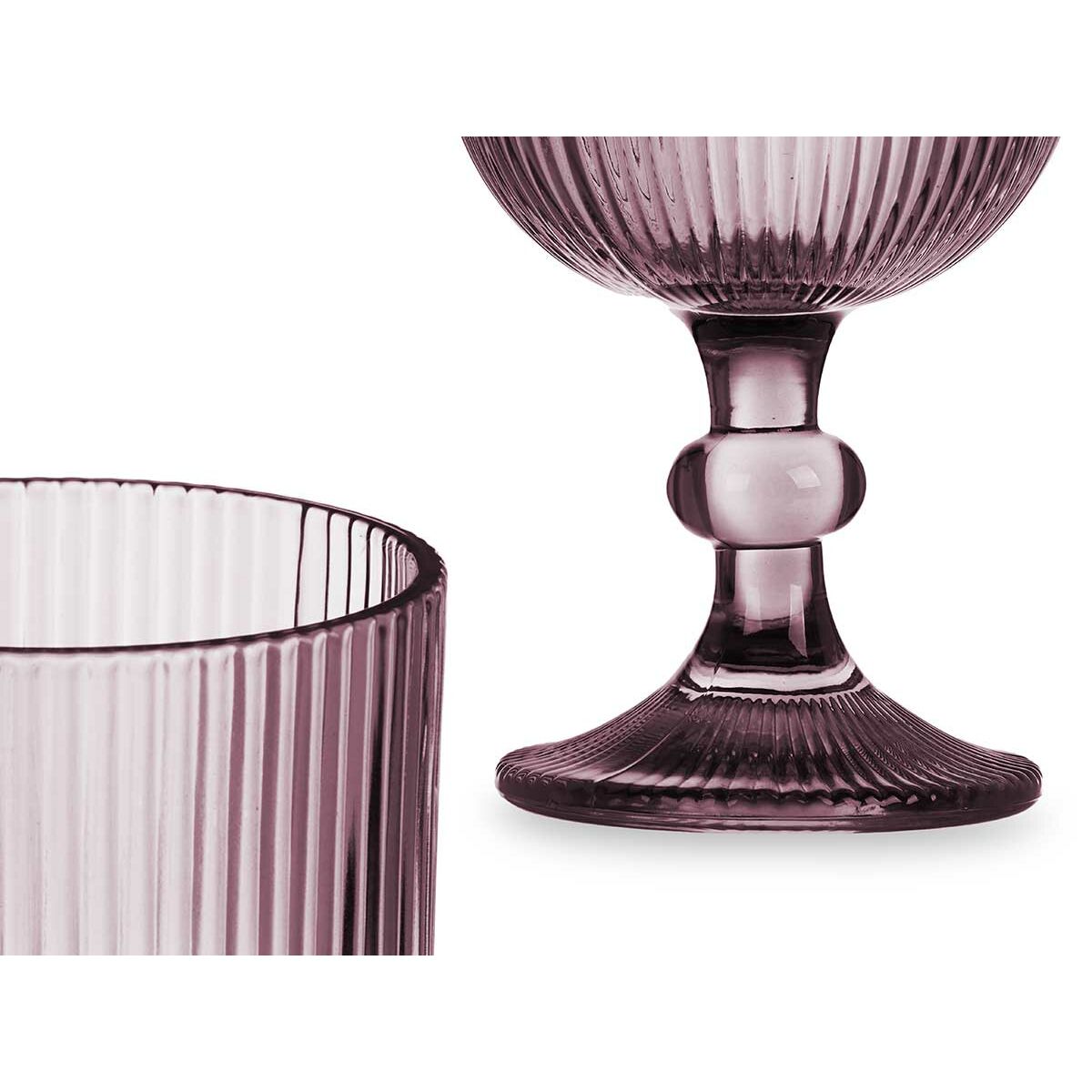 Calice per vino Vivalto Rosa Vetro 260 ml Righe (6 Unità) - Image 3