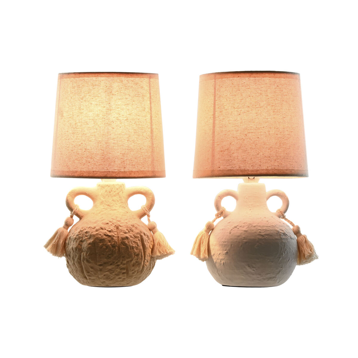 Lampada da tavolo Home ESPRIT Bianco Beige Ceramica 220 V 15 x 15 x 28 cm (2 Unità) - Image 4