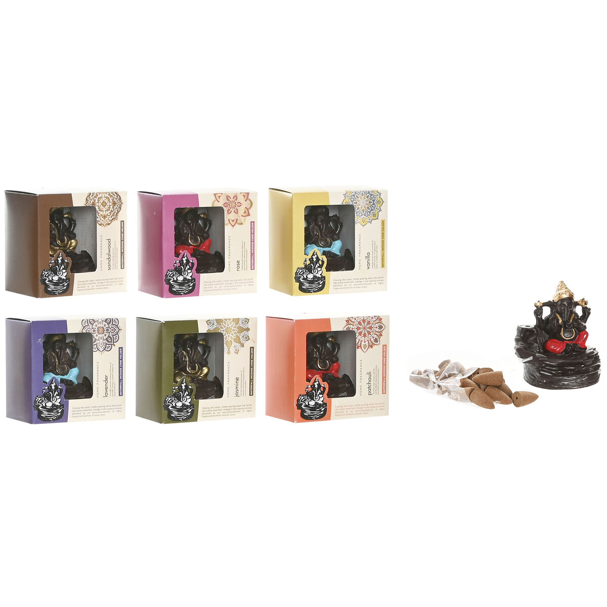 Bruciatore di essenze Home ESPRIT Ceramica Mandala Indiano 13 x 8 x 12,5 cm Incenso (6 Unità)