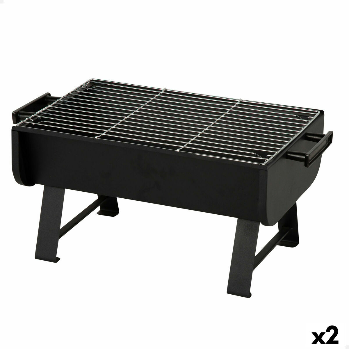 Barbecue Portatile Aktive Acciaio 45 x 25 x 30 cm Nero (2 Unità)