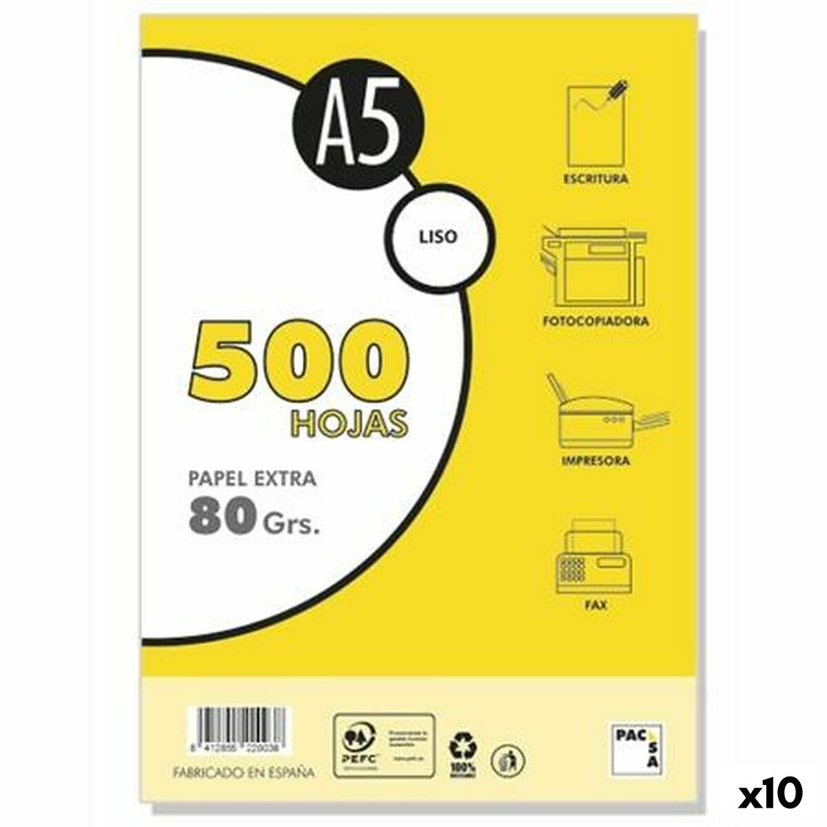 Carta Pacsa EXTRA Bianco A5 500 Fogli (10 Unità)
