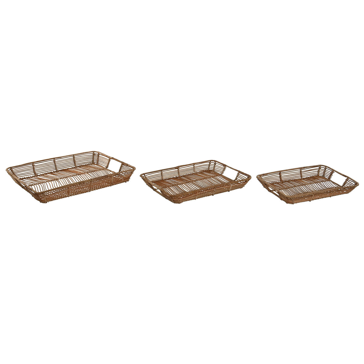 Set di Vassoi Home ESPRIT Naturale Metallo 44 x 32 x 6 cm (3 Unità)