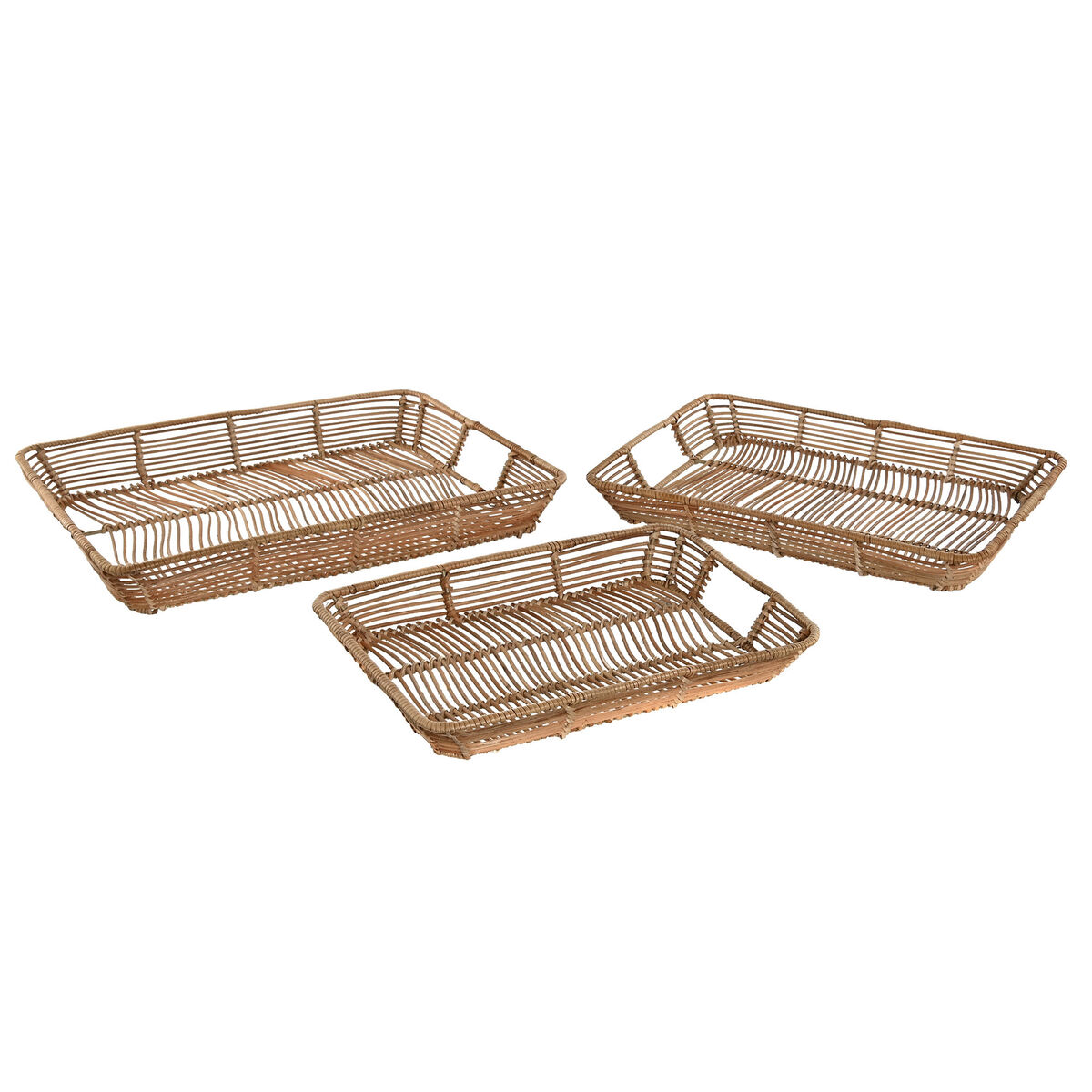 Set di Vassoi Home ESPRIT Naturale Metallo 44 x 32 x 6 cm (3 Unità) - Image 4