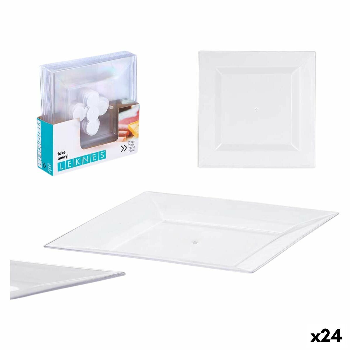 Set di piatti Leknes Trasparente polistirene Plastica 27,3 x 2,3 x 27,3 cm (24 Unità)