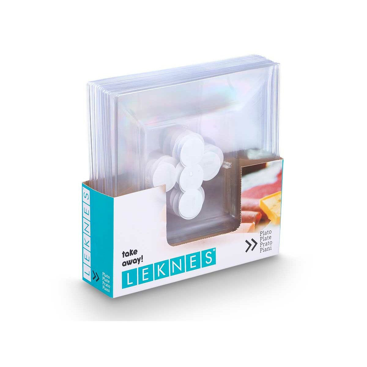 Set di piatti Leknes Trasparente polistirene Plastica 27,3 x 2,3 x 27,3 cm (24 Unità) - Image 4