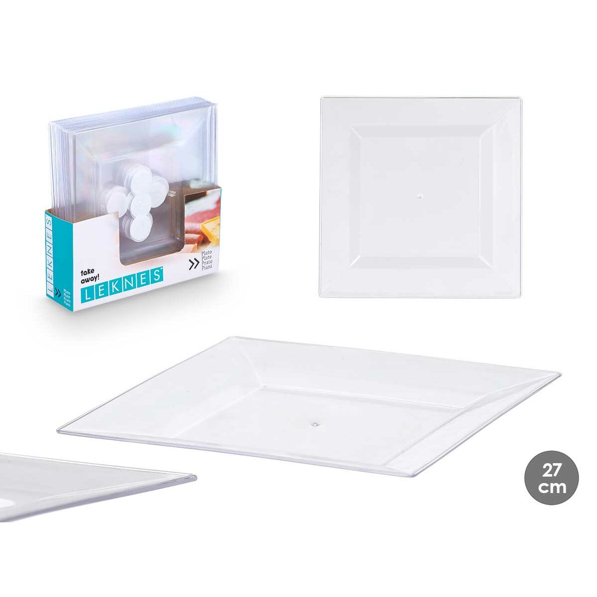 Set di piatti Leknes Trasparente polistirene Plastica 27,3 x 2,3 x 27,3 cm (24 Unità) - Image 3