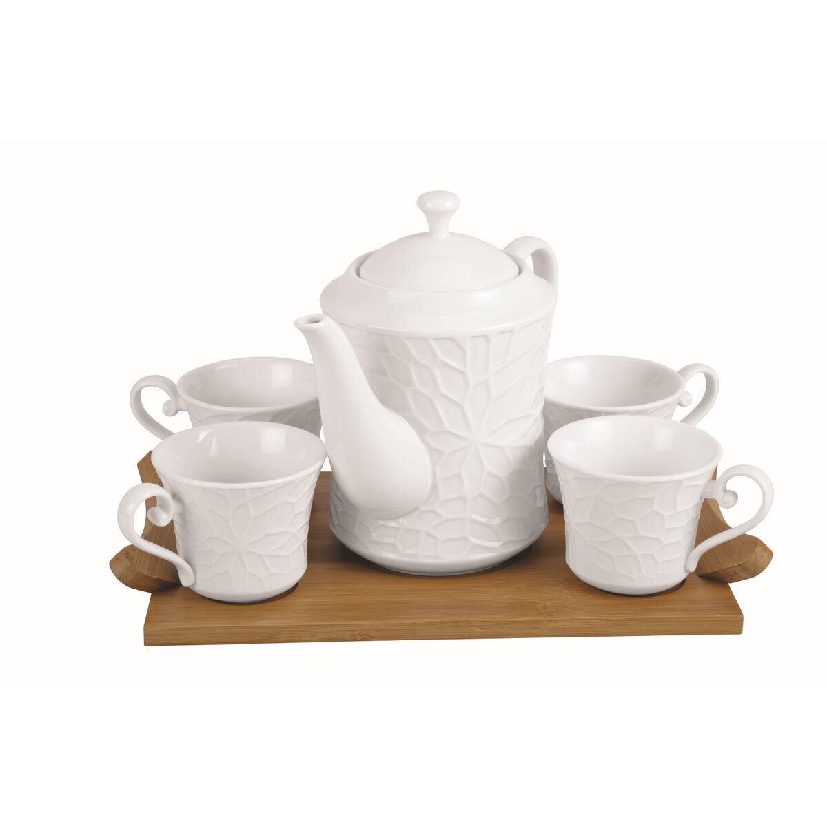 Set di Tazze da Caffè Home ESPRIT Bianco Bambù Porcellana