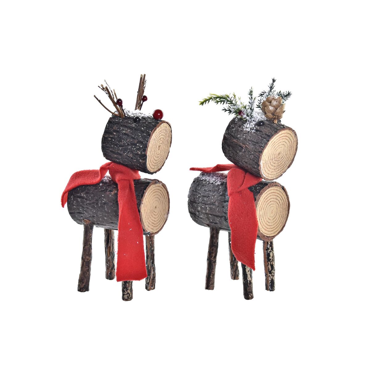 Statua Decorativa DKD Home Decor Natale Porporina Renna Betulla (10 x 9 x 23 cm) (2 Unità)