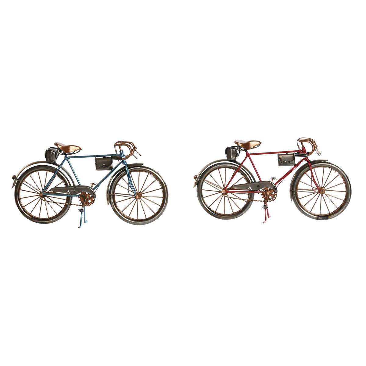 Statua Decorativa Home ESPRIT Azzurro Rosso Bronce Vintage 28 x 6 x 15 cm (2 Unità)