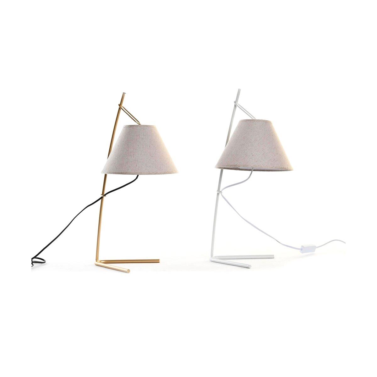 Lampada da tavolo DKD Home Decor Dorato Metallo Lino Bianco 50 W Moderno (25 x 31 x 57 cm) (2 Unità)