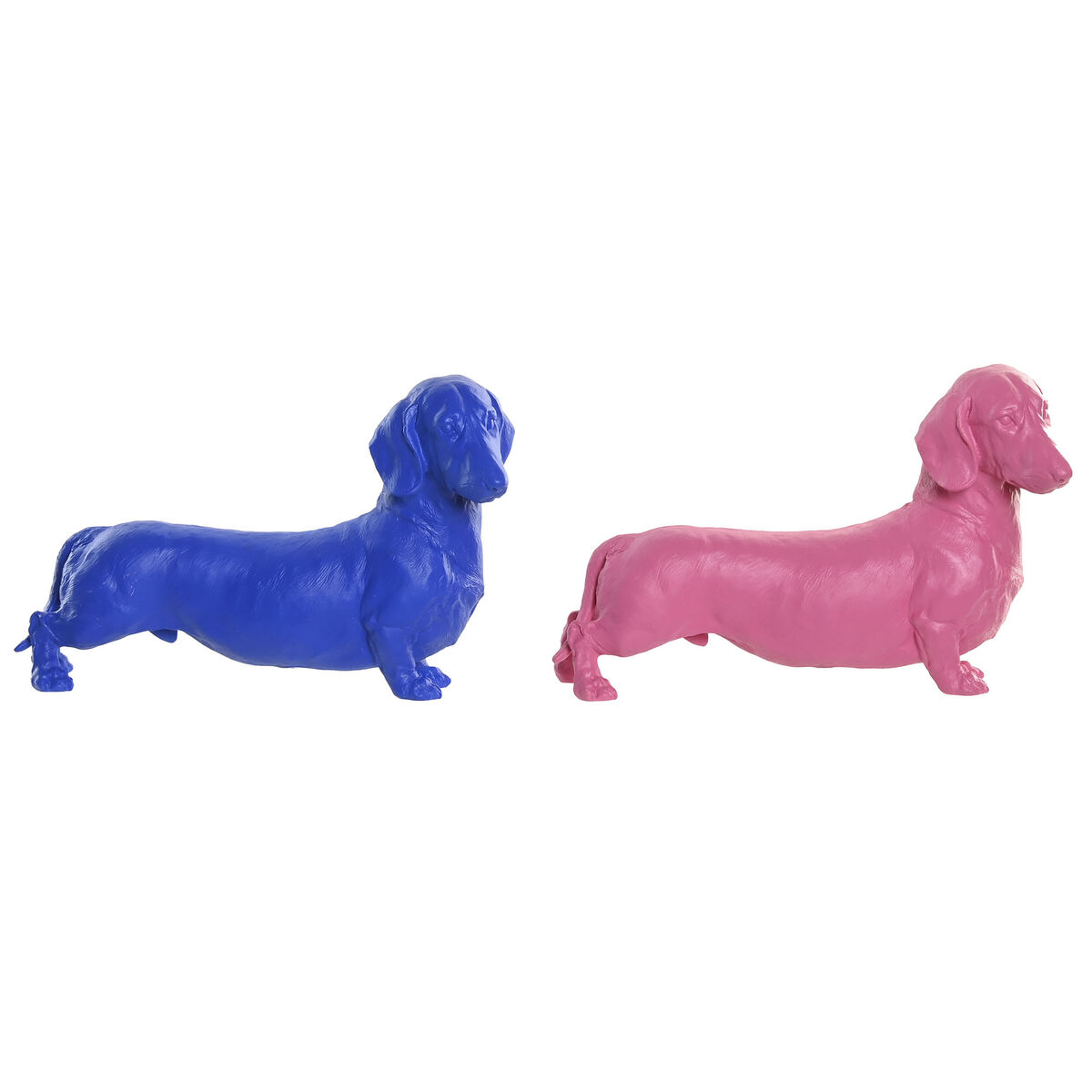 Statua Decorativa Home ESPRIT Azzurro Rosa Cane 37 X 16,5 X 25 CM (2 Unità)