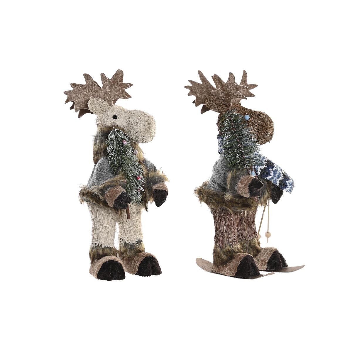 Statua Decorativa DKD Home Decor Natale Renna Naturale polistirene (15 x 16 x 35 cm) (2 Unità)