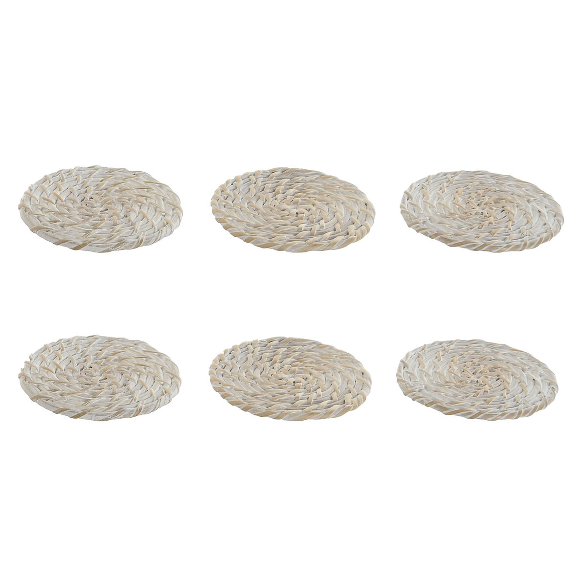 Sottobicchieri Home ESPRIT Bianco Naturale Bambù Rattan 12 x 12 x 6 cm