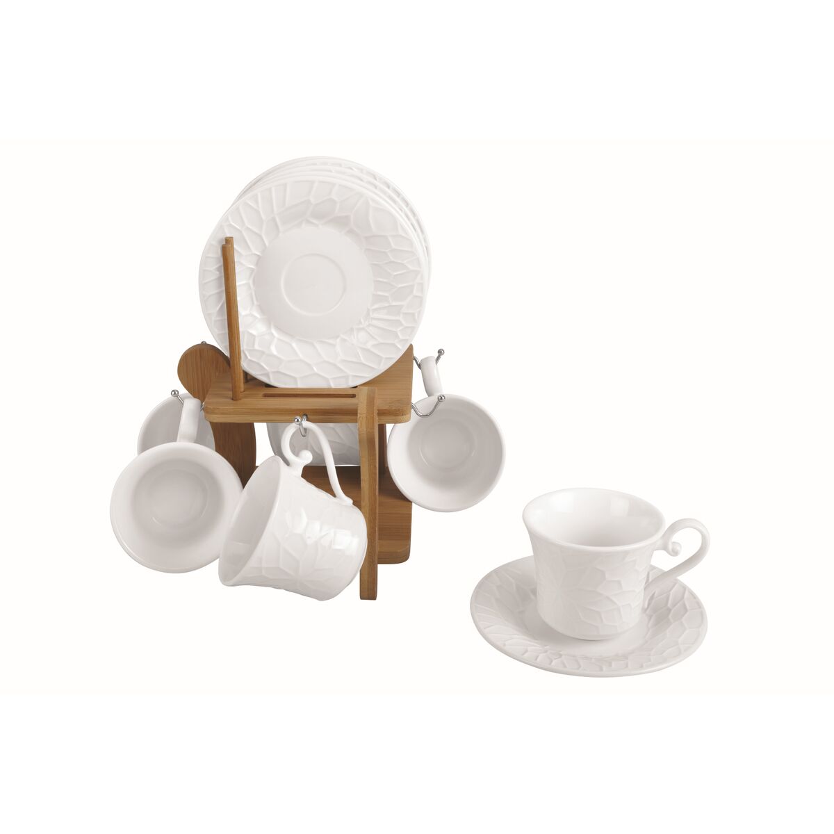 Set di Tazze da Caffè Home ESPRIT Bianco Bambù Porcellana 90 ml