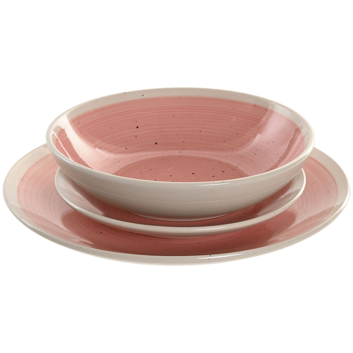 Servizio di Piatti Home ESPRIT Bianco Rosa Gres 18 Pezzi