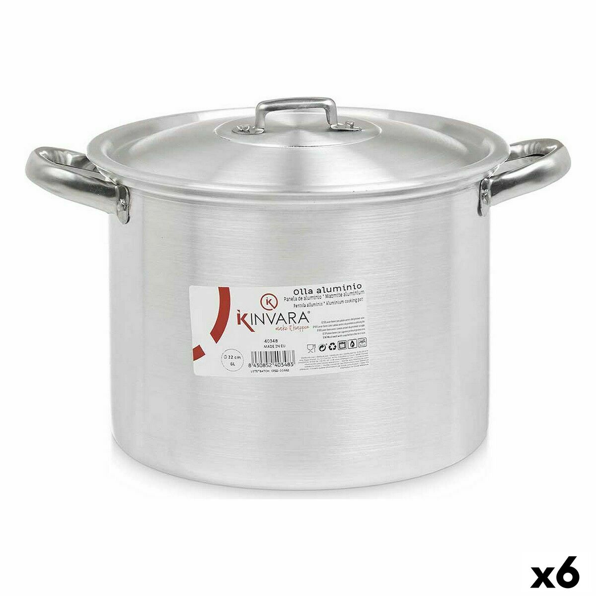 Pentola con Coperchio Kinvara Argentato Alluminio 31 x 20 x 24 cm (6 Unità)