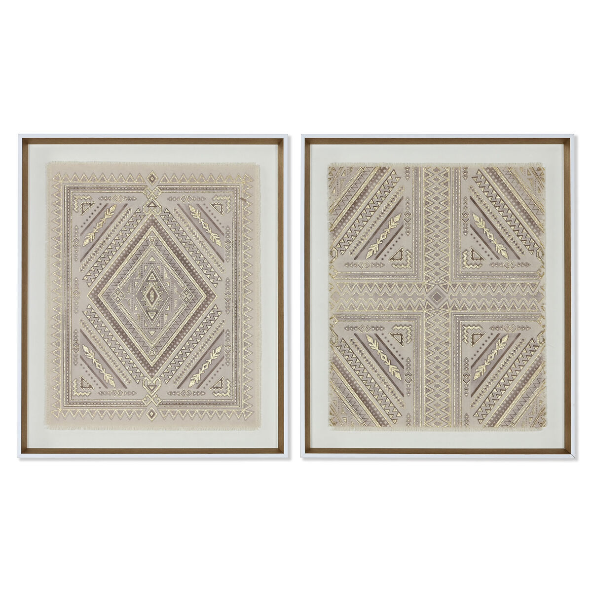 Tela Home ESPRIT Bianco Naturale Boho 50 x 3,8 x 60 cm (2 Unità)