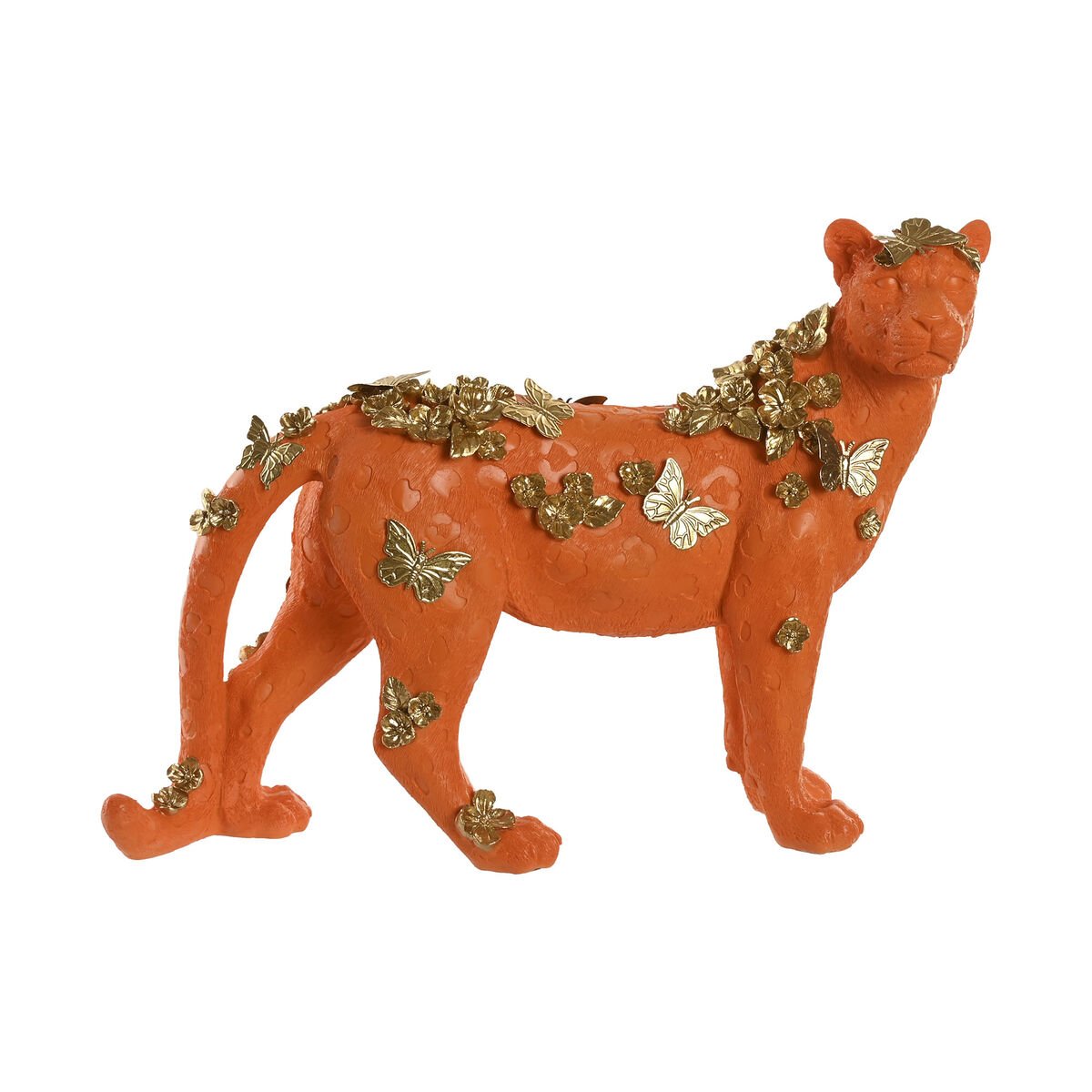 Statua Decorativa Home ESPRIT Arancio Dorato Leopardo 60 x 21,5 x 43 cm