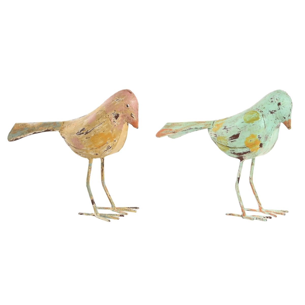 Statua Decorativa Home ESPRIT Verde Rosa 26 x 9 x 24 cm (2 Unità)