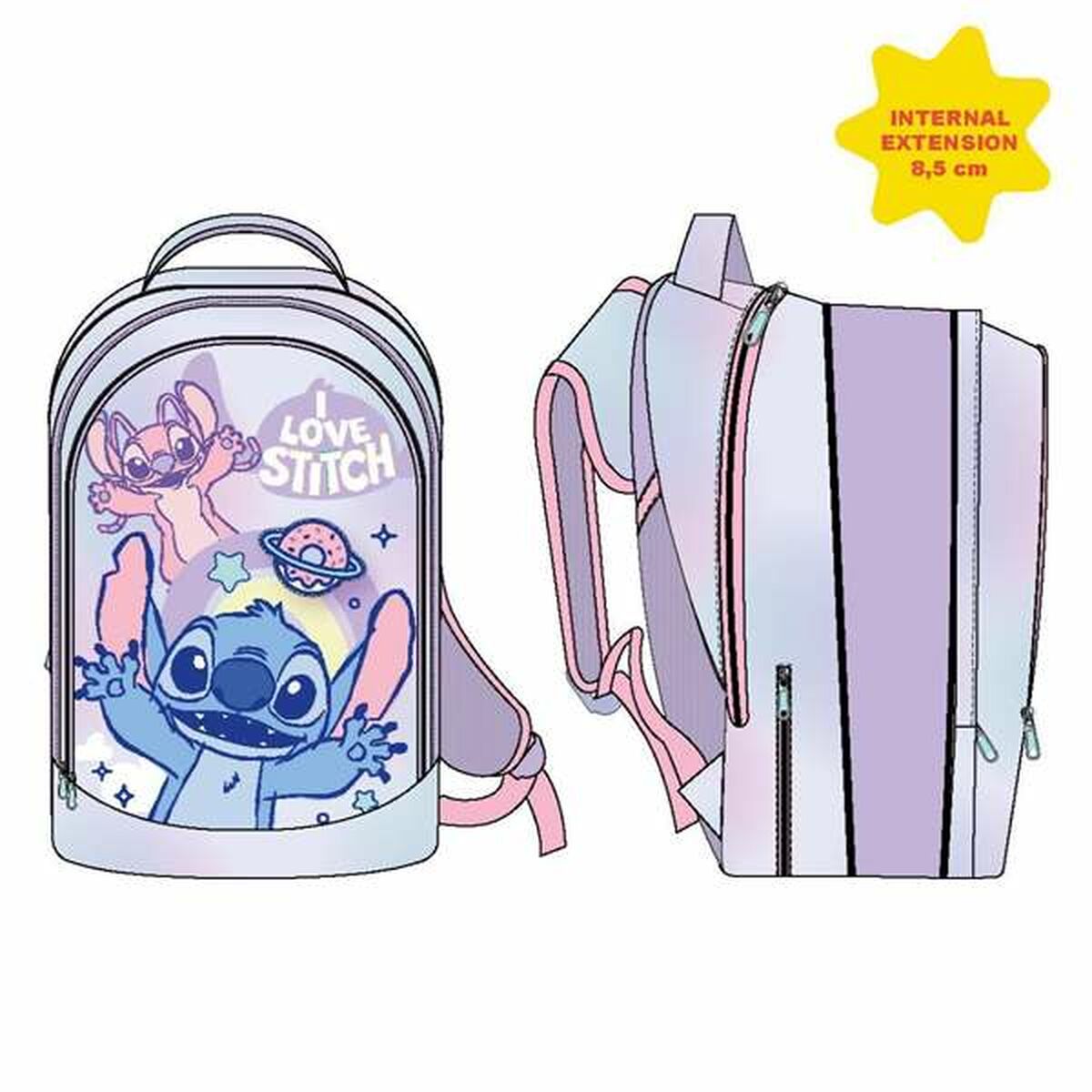 Zaino Scuola Stitch Lilla 41 cm - Image 3