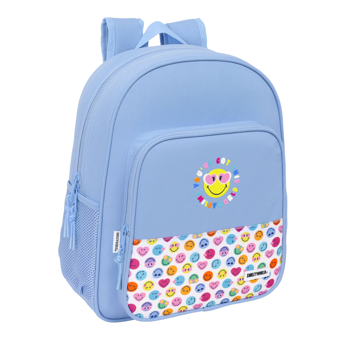 Zaino Scuola Smiley Joyful Azzurro Multicolore 32 x 38 x 12 cm