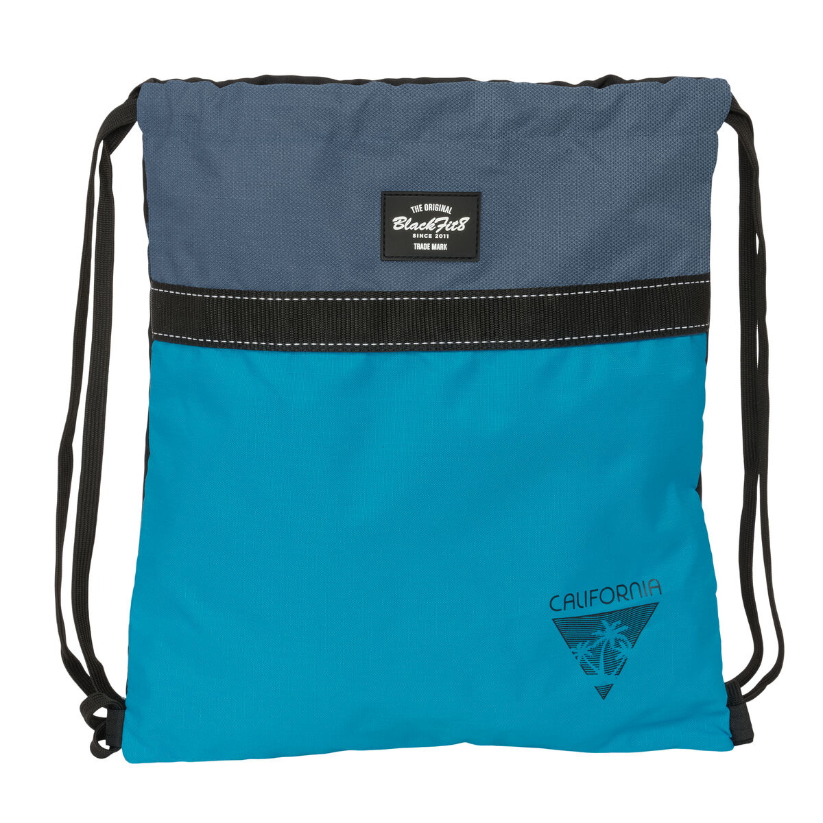 Zainetto con Cordini BlackFit8 California Azzurro Nero 35 x 40 x 1 cm