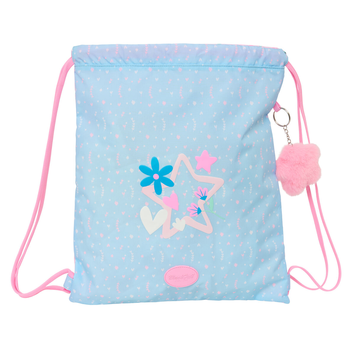 Zainetto con Cordini BlackFit8 Smile Azzurro Rosa 35 x 40 x 1 cm