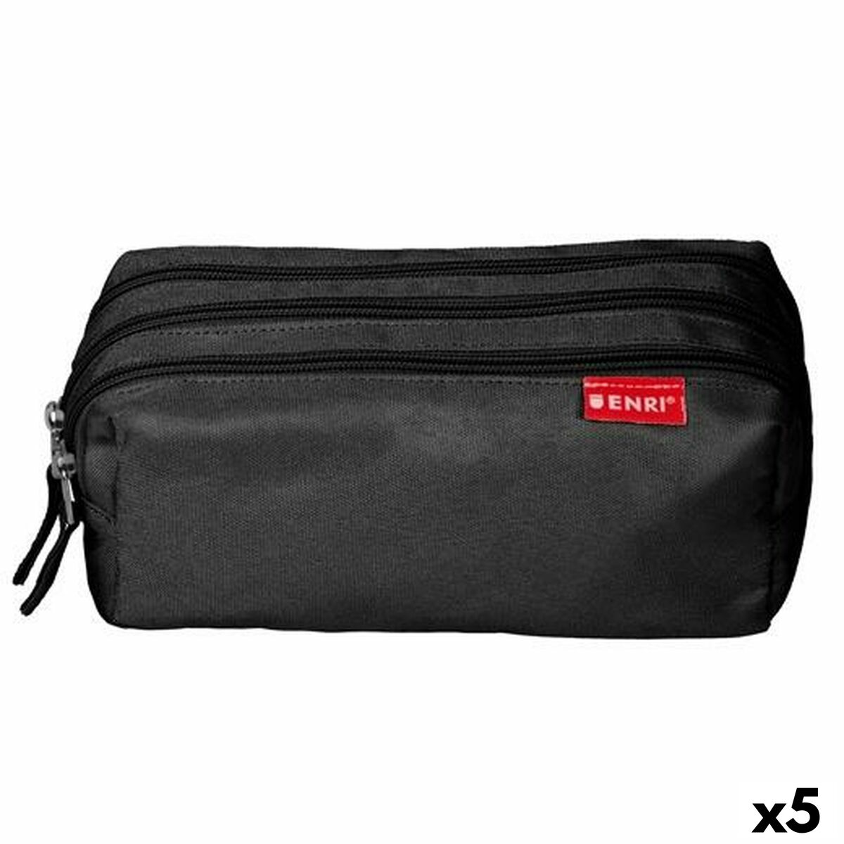 Astuccio Scuola ENRI Nero 21 x 7 x 11 cm (5 Unità)