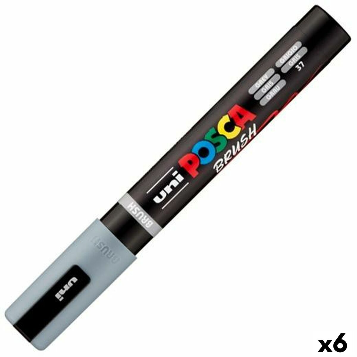 Pennarello BRUSH POSCA PC-5BR Grigio (6 Unità)